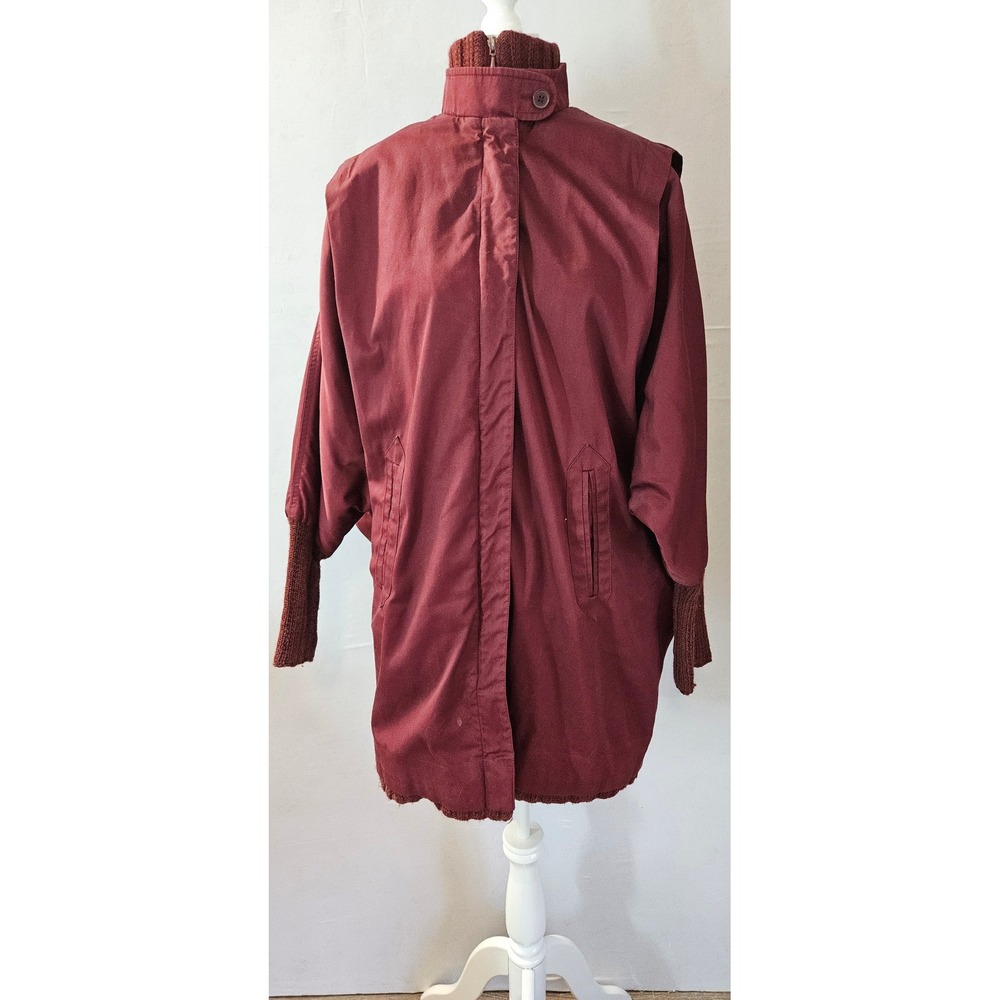 Vintage Fox Run Gale Gould Burgundy Plaid Lined Knit Trim Jacket Yugoslavia